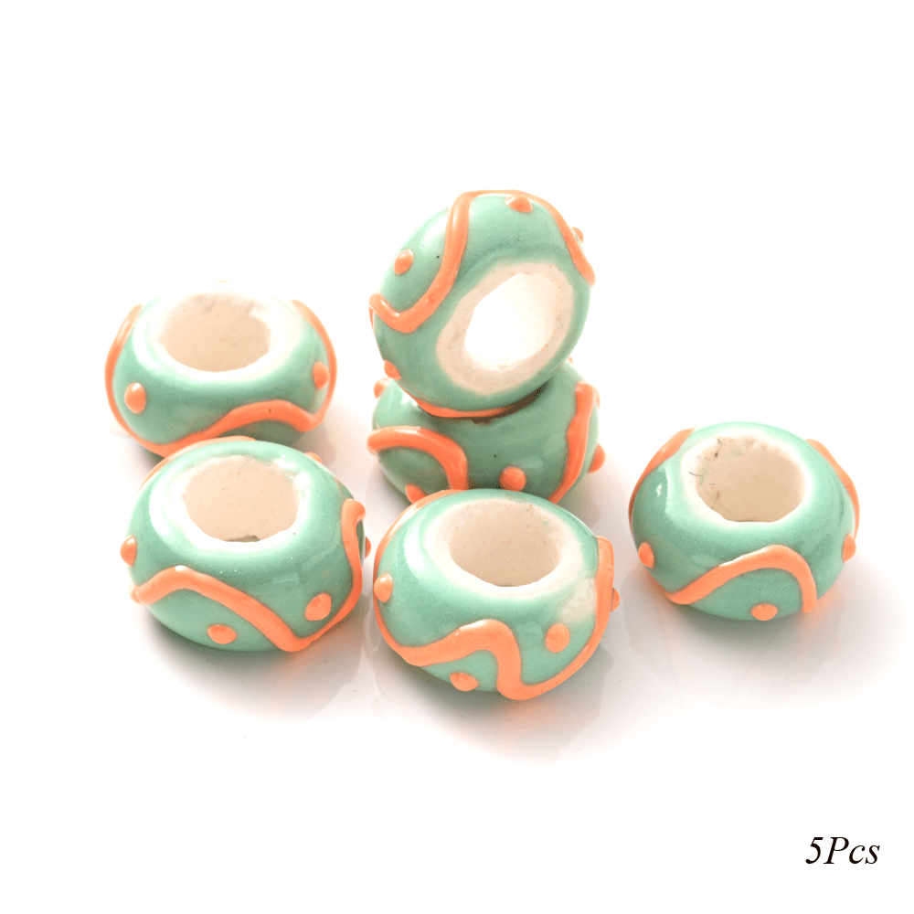 5pcs Colorful Hand-Painted Ceramic Decorative Beads